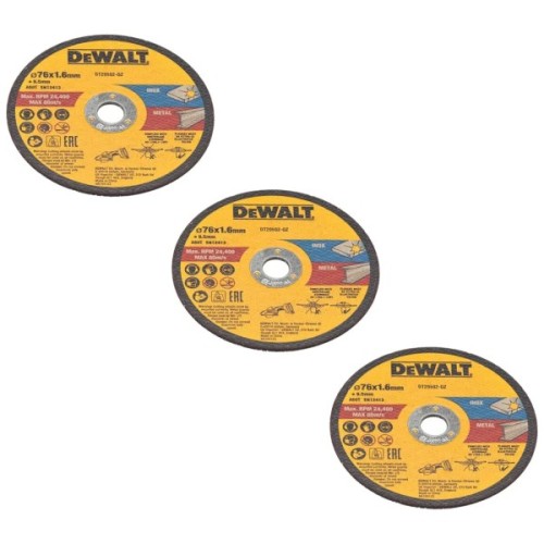 Круг відрізний DeWALT нержавіюча сталь/листовий метал, 76х1, 6х9, 5 мм. 3 шт. (DT20592)
