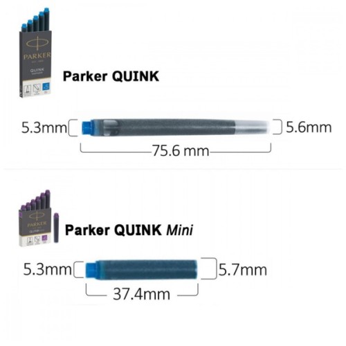 Чорнило для пір'яних ручок Parker Картриджи Quink /5шт сині, блистер (11 416BLU)