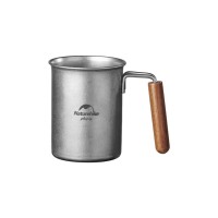 Чашка туристична Naturehike NH21SJ001 з дерев'яною ручкою 350 мл нержавіюча сталь (6927595784594)