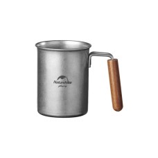 Чашка туристична Naturehike NH21SJ001 з дерев'яною ручкою 350 мл нержавіюча сталь (6927595784594)