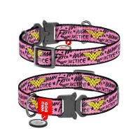 Нашийник для тварин WAUDOG Nylon з QR паспортом "Чудо-жінка" металічна пряжка-фастекс L (0026-2007)