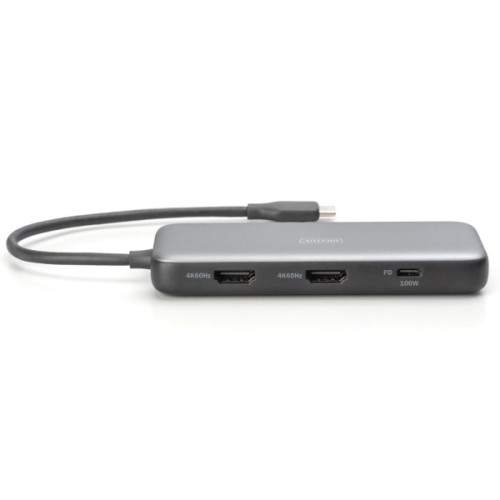 Порт-реплікатор Digitus USB-C > 2xHDMI/2xUSB-A/USB-C/SD/MicroSD/RJ54 (DA-70915)