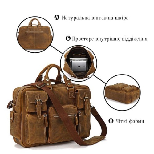 Сумка Vintage У вінтажному стилі Коричнева (14051)