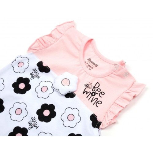 Боді дитяче Miniworld пісочник з квіточками (14940-56G-pink)