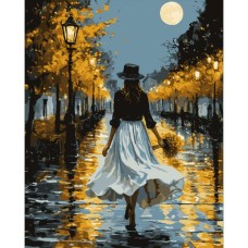 Картина по номерам Santi Дівчина з букетом 40х50 см LED підс (956652)