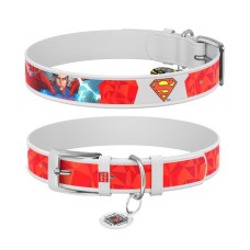 Нашийник для тварин WAUDOG Design з QR паспортом "Супермен 1" Ш 25 мм Д 38-49 см білий (0025-1007-15)