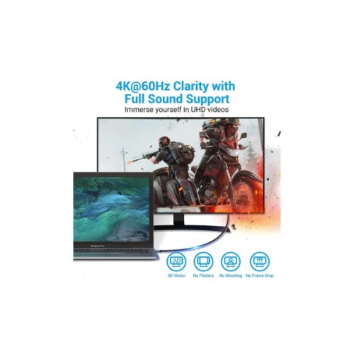 Кабель мультимедійний USB-C to HDMI M 2.0m V2.0 4K 60Hz black Vention (CRBBH)