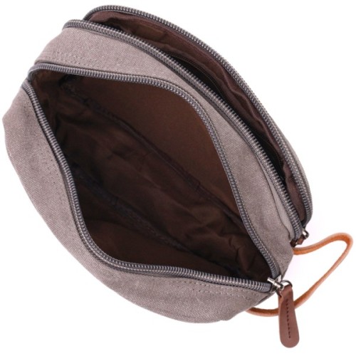 Сумка Vintage На два відділення з текстилю Сіра (22230)