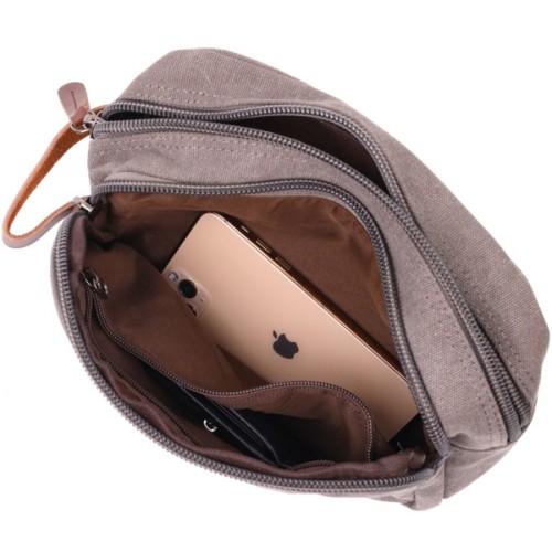 Сумка Vintage На два відділення з текстилю Сіра (22230)