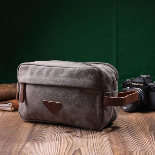 Сумка Vintage На два відділення з текстилю Сіра (22230)