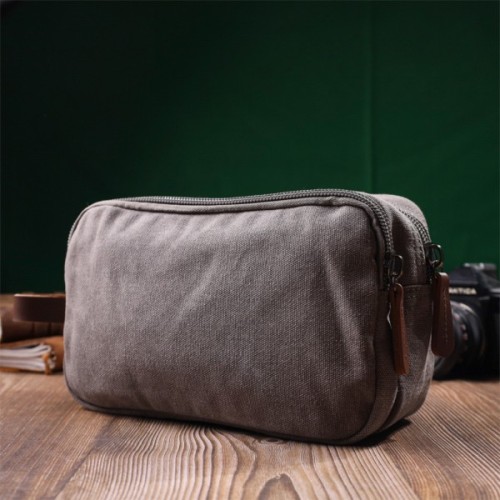 Сумка Vintage На два відділення з текстилю Сіра (22230)