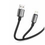 Дата кабель USB 2.0 AM to Lightning 2.0m 3A zinc alloy braided black ColorWay (CW-CBUL099-BK)