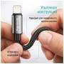 Дата кабель USB 2.0 AM to Lightning 2.0m 3A zinc alloy braided black ColorWay (CW-CBUL099-BK)