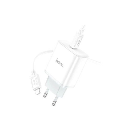 Зарядний пристрій HOCO C104A USB-C PD20W + cable USB-C to Lightning white (6931474782908)