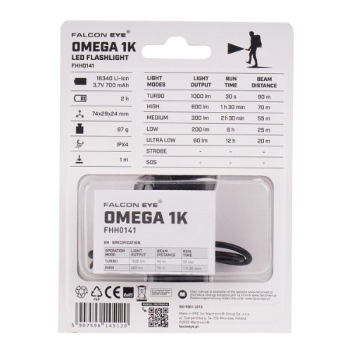 Ліхтар Falcon Eye тактичний Omega 1K (1000 Lm) Magnetic Rechargeable Type-C (FHH0141) (DAS303962)