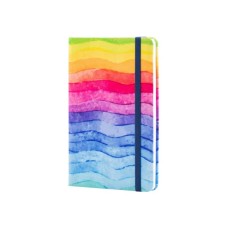 Книга записна Optima А5 Rainbow, тверда обкладинка текстиль, гумка, блок клітинка (O27190-04)