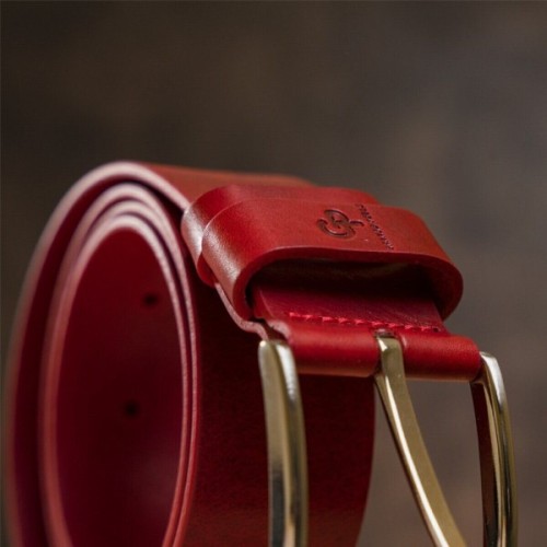 Ремінь Grande Pelle Жіночий шкіряний Червоний (11262)