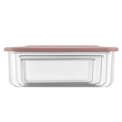 Харчовий контейнер Ardesto Fresh Набір 0.25/0.5/0.75/1.2л, пластик, прямокутна, рожевий (AR1312P)