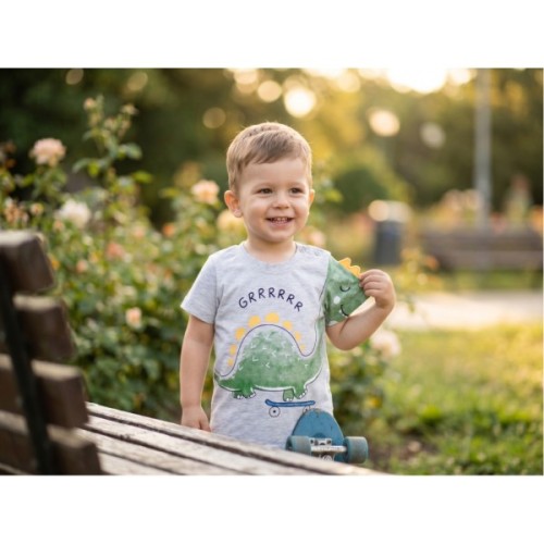 Футболка дитяча Breeze з динозавром (13491-86B-gray)