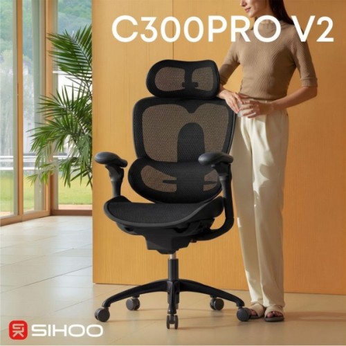 Офісне крісло Sihoo C300 PRO V2, Black (C300-PRO-V2-B101)