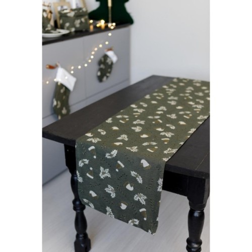 Доріжка на стіл Прованс Шапочки на зеленому 40х140 см (036820)