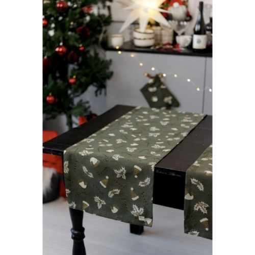 Доріжка на стіл Прованс Шапочки на зеленому 40х140 см (036820)