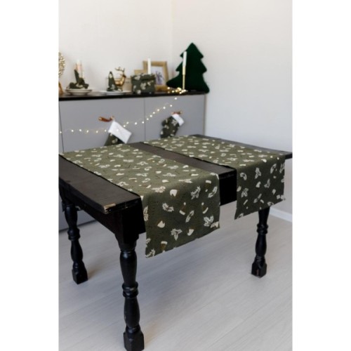 Доріжка на стіл Прованс Шапочки на зеленому 40х140 см (036820)