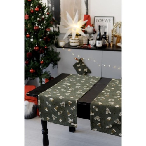 Доріжка на стіл Прованс Шапочки на зеленому 40х140 см (036820)