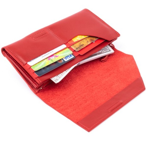 Гаманець Grande Pelle Глянсовий на магніті Червоний (11318)