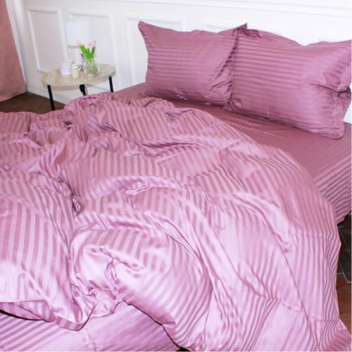 Постільна білизна MirSon SatinStripe 30-0008SmokyPink 143х210 Полуторний (2200005250273)
