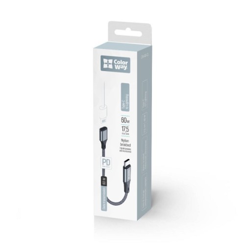Перехідник USB-C M to Lightning F 0.17m gray ColorWay (CW-AD-CL)