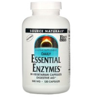 Пробіотики Source Naturals Ефірні Ензими, 500 мг, Daily Essential Enzymes, 120 вегетаріанських до (SN1302)