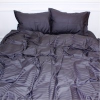 Постільна білизна MirSon Satin Stripe 30-0012 Dark Gray 175х210 двоспальний (2200005251973)
