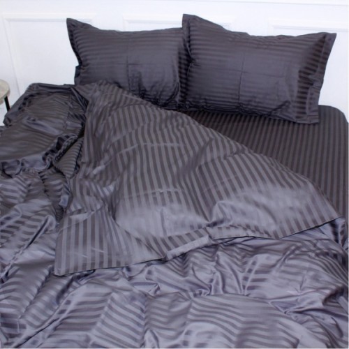 Постільна білизна MirSon Satin Stripe 30-0012 Dark Gray 175х210 двоспальний (2200005251973)