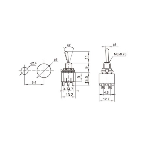 Перемикач для гітари DiMarzio DPDT Mini Switch - 3 Position (ON/OFF/ON) (EP1107)
