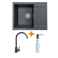 Мийка кухонна Adamant Minimal графіт + змішувач + дозатор (1824296902313)