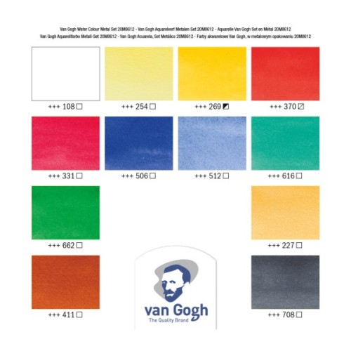 Акварельні фарби Royal Talens Van Gogh 12 кольорів + пензлик (8712079049003)