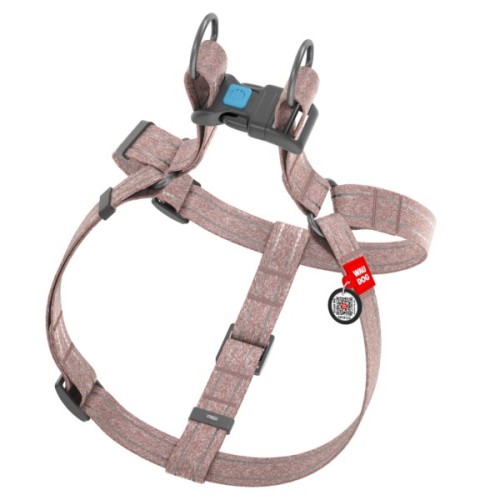 Шлея для собак WAUDOG Re-cotton з QR-паспортом М коричнева (03326)