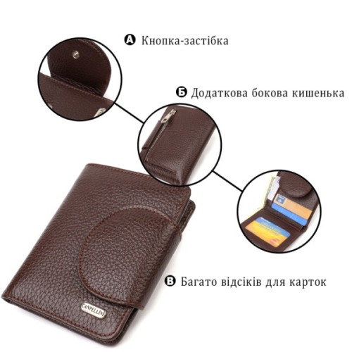 Портмоне Canpellini З натуральної шкіри Коричневе (21808)