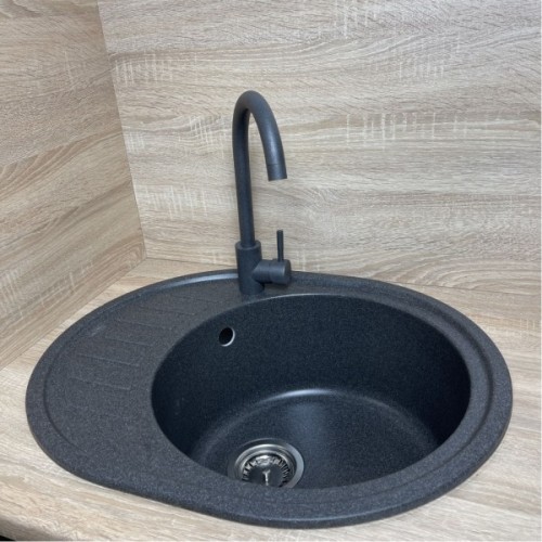 Мийка кухонна Adamant Ovum графіт + змішувач + дозатор (1824296900413)