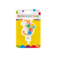 Свічка Maxi двостороння "3" із зображенням надувних кульок висотою 7,62 см (MX622069-3)