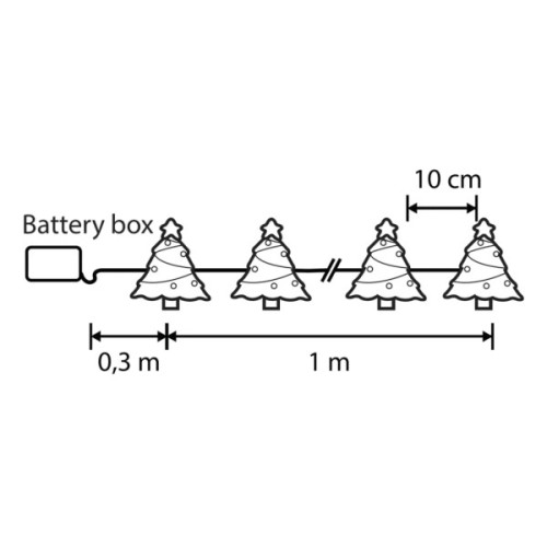 Гірлянда Luca Lighting Ялинка, струна, 1,3 м, класична біла, 10 LED 2AA, таймер (8720967822867)
