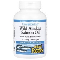 Жирні кислоти Natural Factors Жир дикого лосося аляски, 1000 мг, OmegaFactors, Wild Alaskan Sal (NFS-02256)