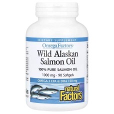 Жирні кислоти Natural Factors Жир дикого лосося аляски, 1000 мг, OmegaFactors, Wild Alaskan Sal (NFS-02256)
