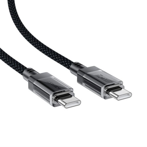 Дата кабель USB-C to USB-C 1.2m 60W stainless steel C12-03 Black Acefast (6974316283317)
