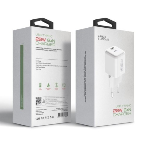 Зарядний пристрій Armorstandart AR373 20W GaN Type-C White (ARM77569)