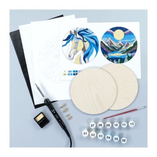 Набір для творчості Rosa Start Horse and Mountains випалювання картини на дереві, з фарбами, в коробці (4823098544678)