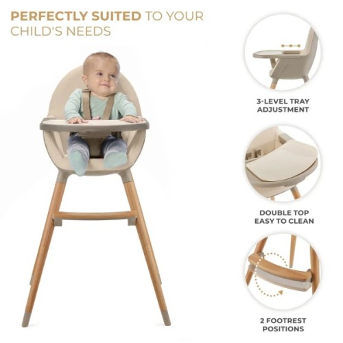 Стілець для годування Kinderkraft 2 в 1 Fini 2 Beige (5902533924493)