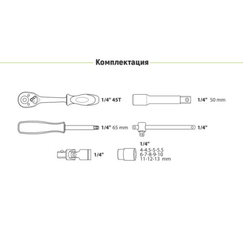 Набір торцевих головок Alloid 1/2", 22шт., 10-32мм (НГ-4022П)