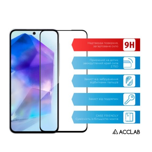 Скло захисне ACCLAB Full Glue Samsung A56 Black (1283126613029)